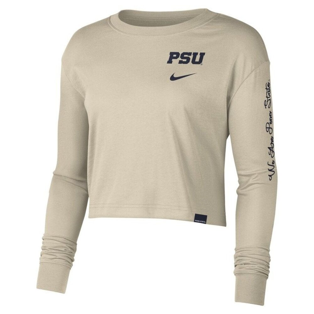 Nike PSU Beige Long Sleeve Crop Tee
